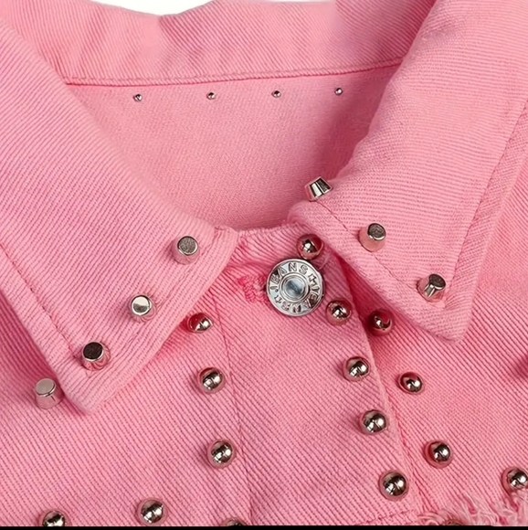 NIB! Pink stud jean jacket - Picture 4 of 5